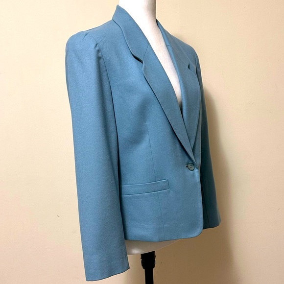 NWOT Pendleton Beautiful Blue Pure Wool One Button Jacket Suit Coat Blazer 8 - Picture 2 of 15